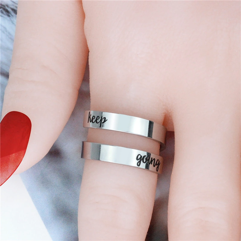 Titanium Steel Ring Keep Fucking Going Alphabetic Lover Ring